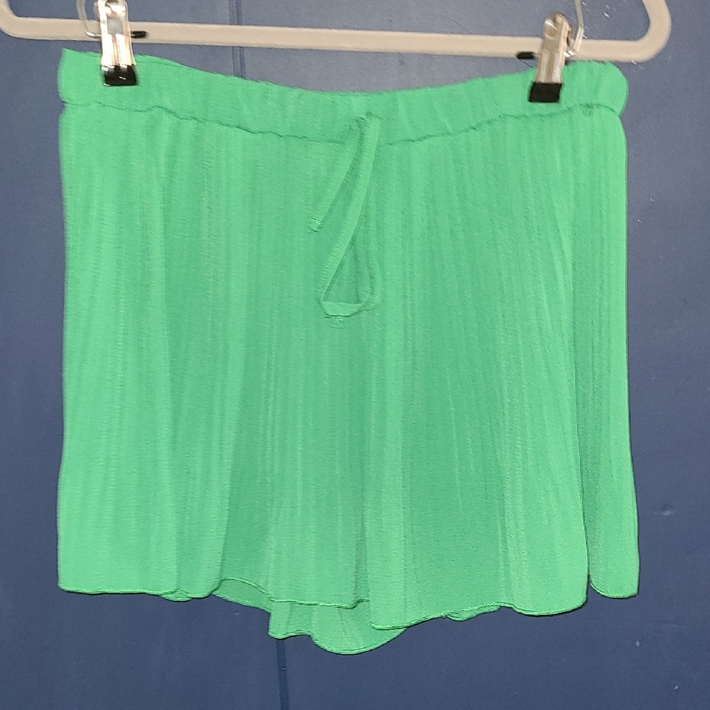 Vibrant Green Pleated Shorts